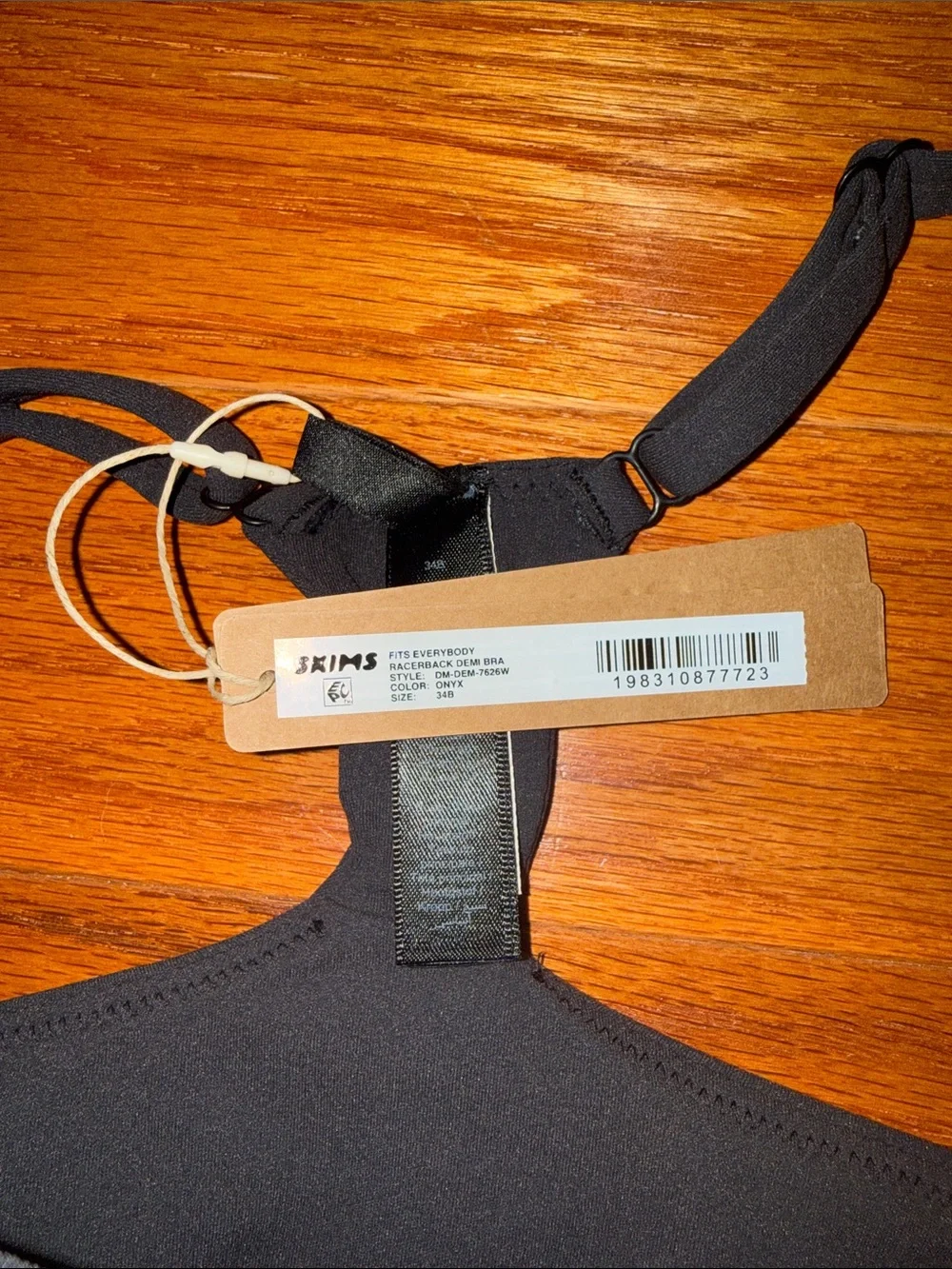 SKIMS Fits Everybody Racerback Demi Bra Onyx 34B NEW - Picture 2 of 4